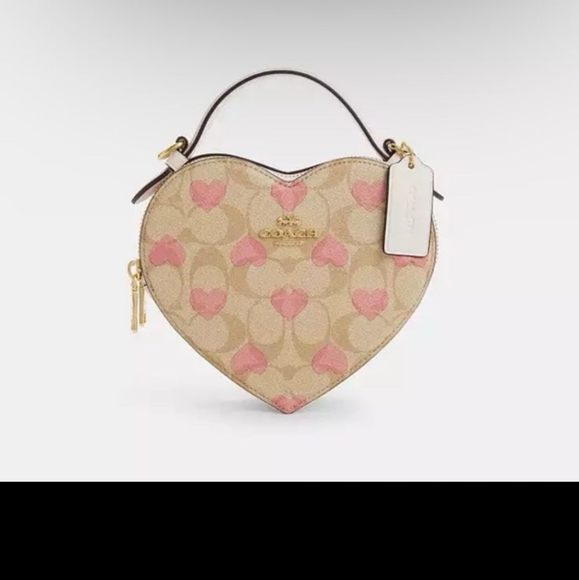 Coach Heart Crossbody In Signature Canvas With Heart Print CP021 NWT - Picture 6 of 11